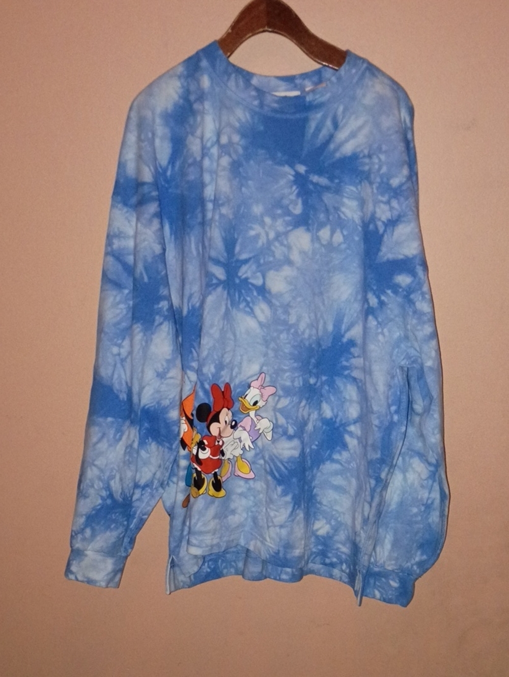 Adult Blue Tie-Dye Mickey And Friends Long Sleeve Shirt